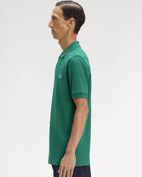 Plain Signature Polo Shirt in Dark Green - Image 2