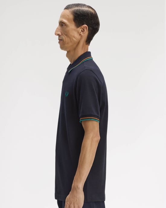 Twin Tipped Signature Polo Shirt in Dark Blue - Image 2