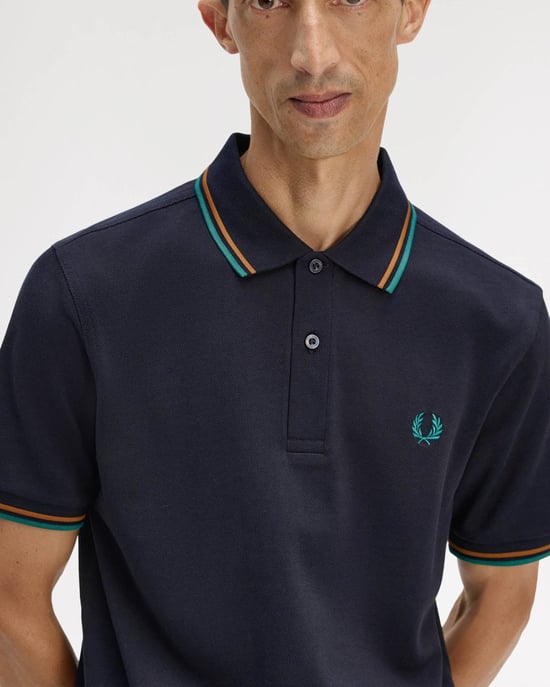 Twin Tipped Signature Polo Shirt in Dark Blue - Image 3