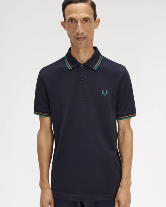 Twin Tipped Signature Polo Shirt in Dark Blue - Image 4