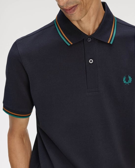 Twin Tipped Signature Polo Shirt in Dark Blue - Image 5