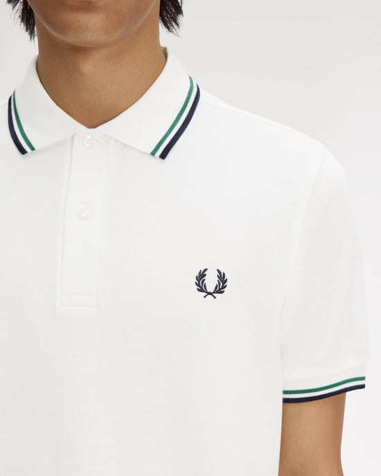 Twin Tipped Polo Shirt in White - Image 3