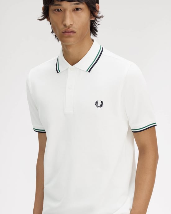 Twin Tipped Polo Shirt in White - Image 4