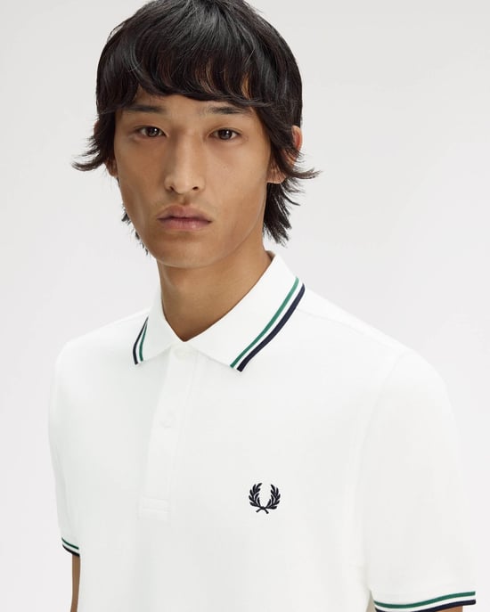 Twin Tipped Polo Shirt in White - Image 5