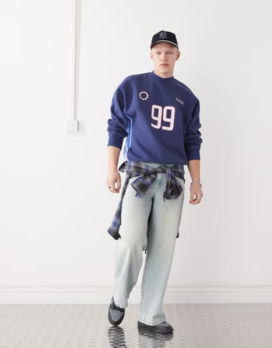 COLLUSION football sweatshirt in blue - Image 4