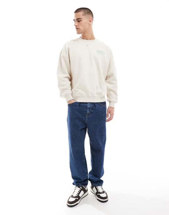 ONLY & SONS oversized sweatshirt med harmoni-baktryck i krämfärgad - Image 2
