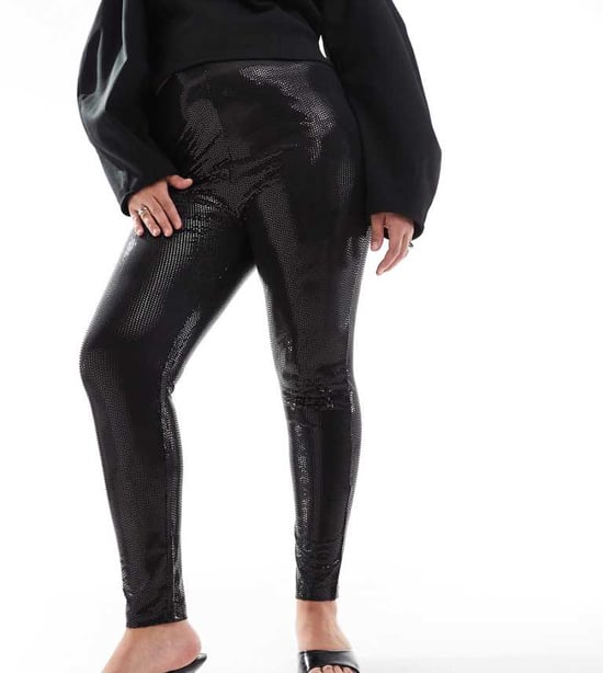 Dina disco paljetleggins i svart - Image 1