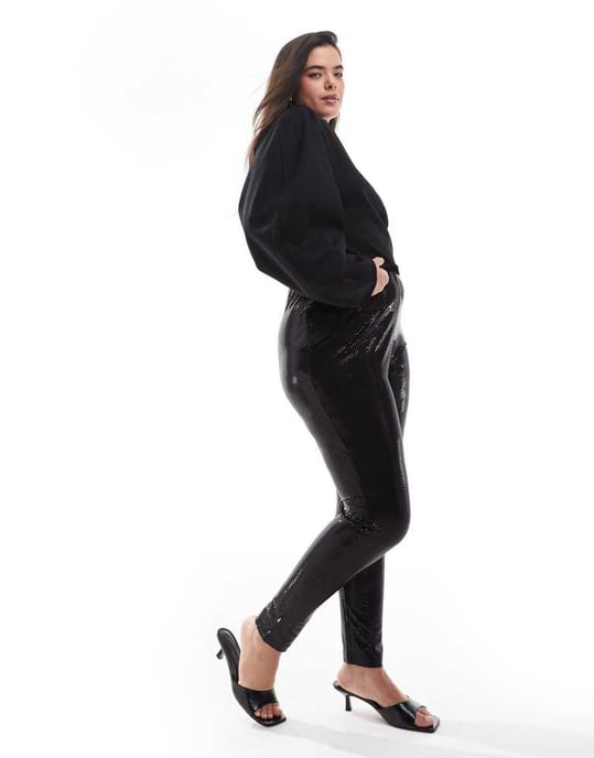 Dina disco paljetleggins i svart - Image 2