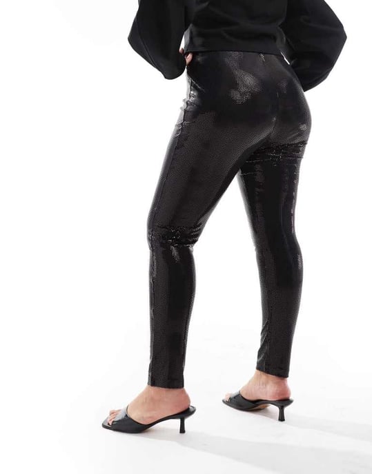 Dina disco paljetleggins i svart - Image 4