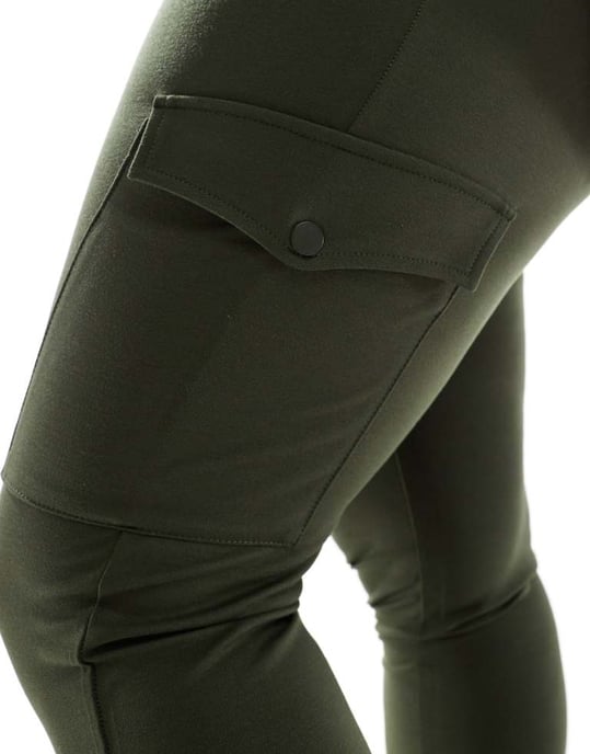 Dina cargobyxors ponte leggings i khaki - Image 3