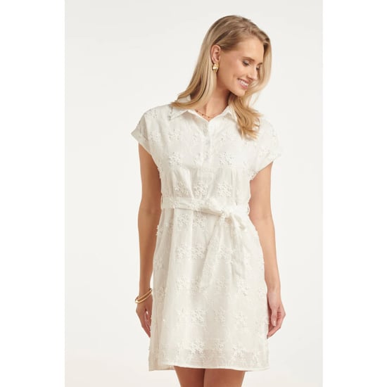Smashed Lemon Elegante doorknoopjurk met fijn bloemen borduursel | - Image 3