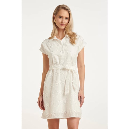 Smashed Lemon Elegante doorknoopjurk met fijn bloemen borduursel | - Image 6