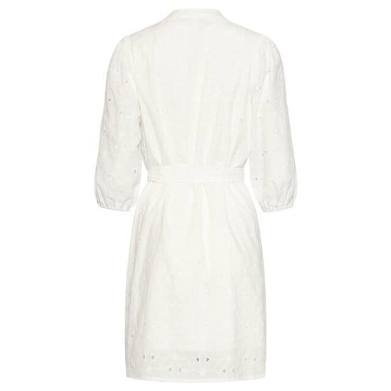 Smashed Lemon Witte broderie jurk met v-hals en strikceintuur | - Image 5