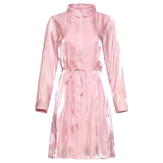 Smashed Lemon Glanzende midi-jurk met taillekoord | - Image 3