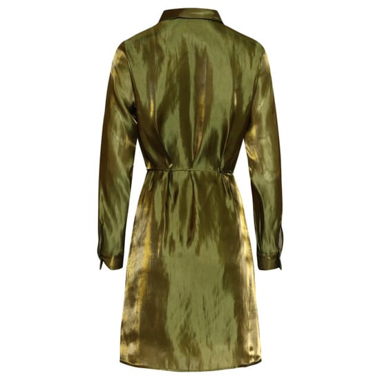 Smashed Lemon Glanzende midi-jurk met taillekoord | - Image 5