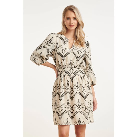 Smashed Lemon Elegante taillejurk met rijk geborduurde print | - Image 1