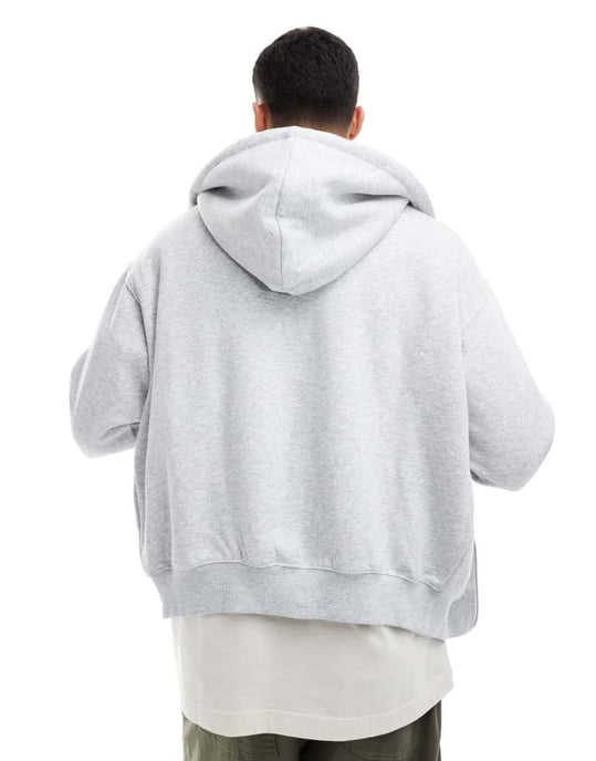 Cotton On box fit zip up hoodie in grey marle - Image 2
