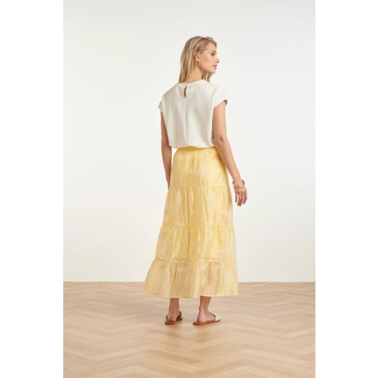 Smashed Lemon Zwierige maxi-rok met geborduurde print en stroken | - Image 3
