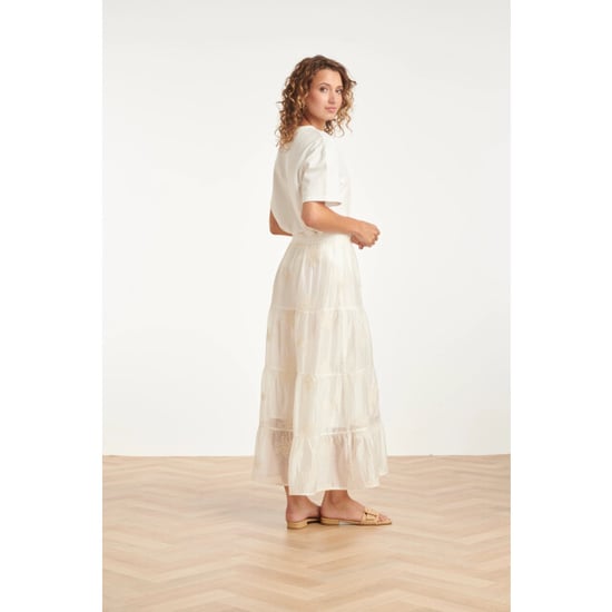 Smashed Lemon Zwierige maxi-rok met geborduurde print en stroken | - Image 4