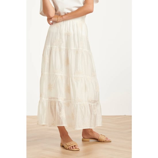 Smashed Lemon Zwierige maxi-rok met geborduurde print en stroken | - Image 5