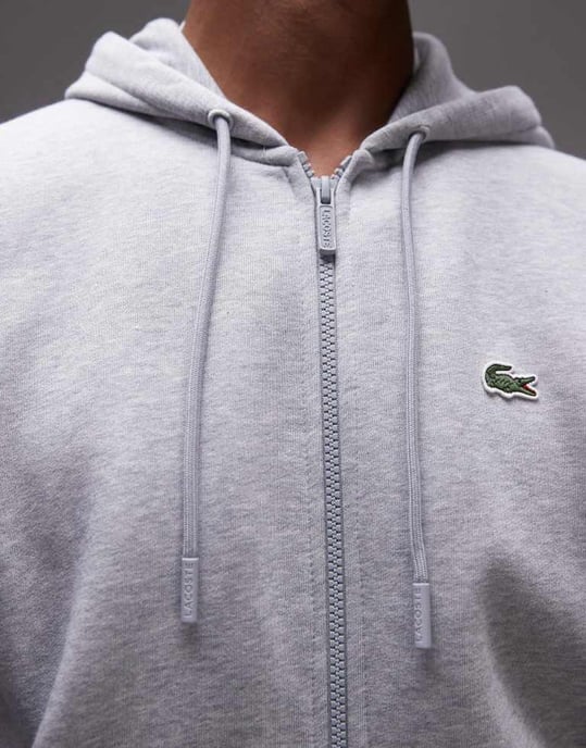 Lacoste zip up hoodie in grey - Image 3