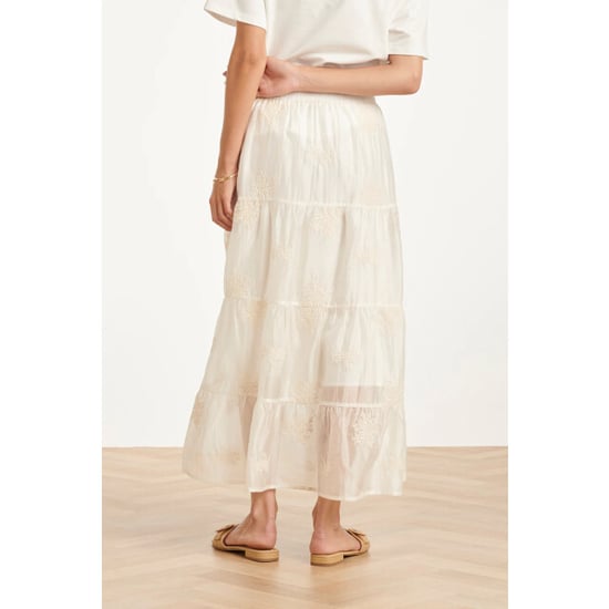Smashed Lemon Zwierige maxi-rok met geborduurde print en stroken | - Image 6