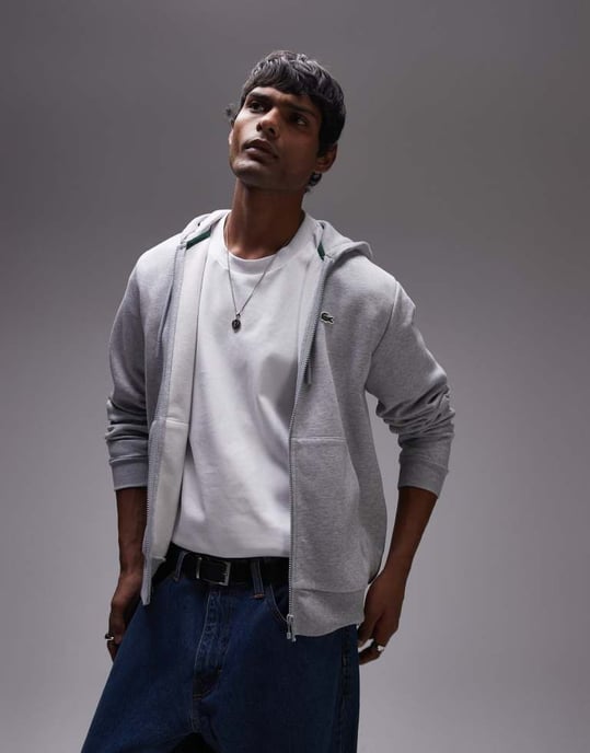 Lacoste zip up hoodie in grey - Image 4
