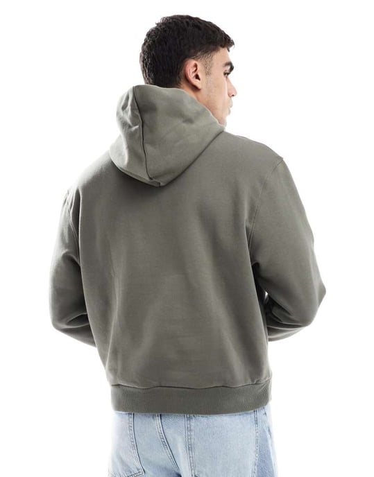 ASOS DESIGN premium heavyweight boxy oversized hoodie in 400gsm in khaki - MGREEN - Image 4