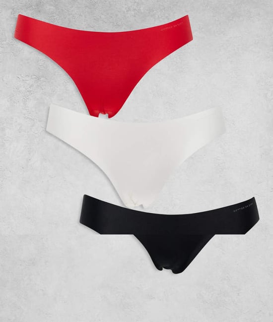 Cotton On 3-pack festbyxor sömlös bikini-trosa röd svart kräm - Image 1