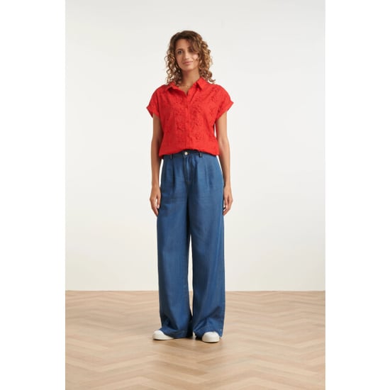Smashed Lemon Blouse met bloemen borduursel en korte mouwen | - Image 3