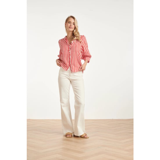 Smashed Lemon Gestreepte dames blouse met pofmouwen | - Image 3