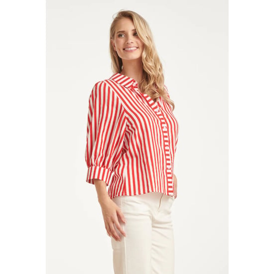 Smashed Lemon Gestreepte dames blouse met pofmouwen | - Image 4