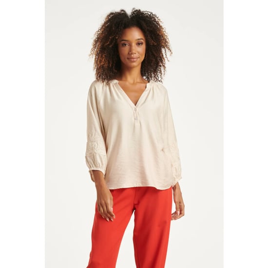 Smashed Lemon Soepelvallende blouse met geborduurde mouwen | - Image 1