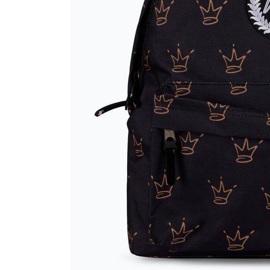 Unisex Black King Crown Pattern Backpack with Padded Straps | School Travel Bag - Image 4