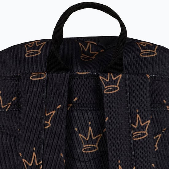 Unisex Black King Crown Pattern Backpack with Padded Straps | School Travel Bag - Image 5