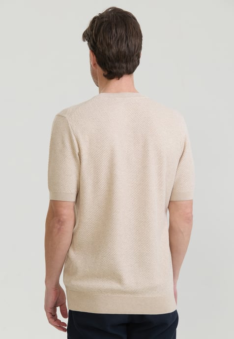 T-Shirt Basic Crew Neck Buttoned Knit T-Shirt - Image 3