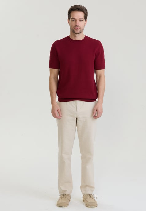 T-Shirt Basic Crew Neck Buttoned Knit T-Shirt - Image 2