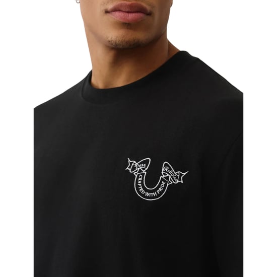 True Religion Mens T Shirts Heavy Ribbon Logo Crew Neck Summer Soft Cotton Tee - Image 3