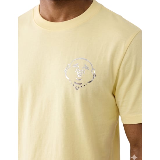 True Religion Mens T Shirts Embossed Foil Buddha Face Logo Cotton Tee - Image 3