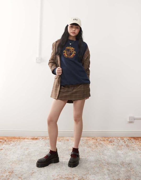 Miss Selfridge co-ord skräddarsydd mini skort i rutmönster - Image 3