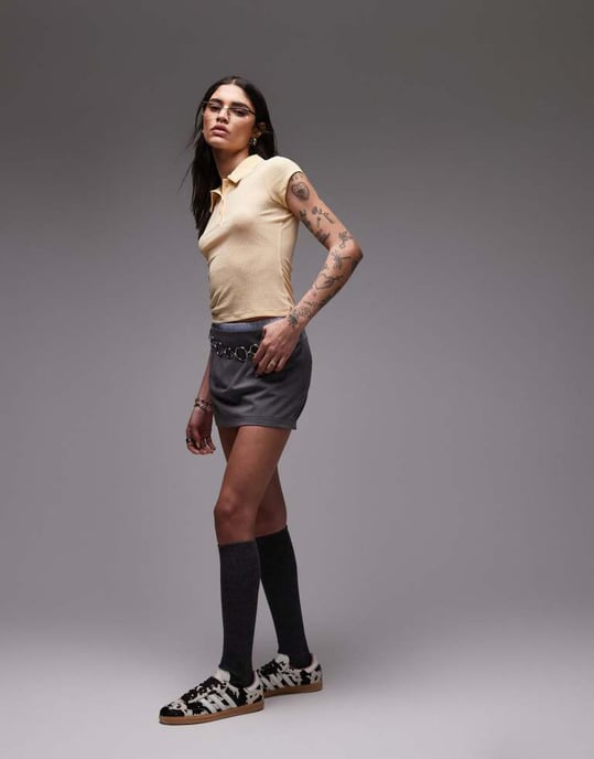 ASOS DESIGN mikro mini skorts i grå melerat - Image 2