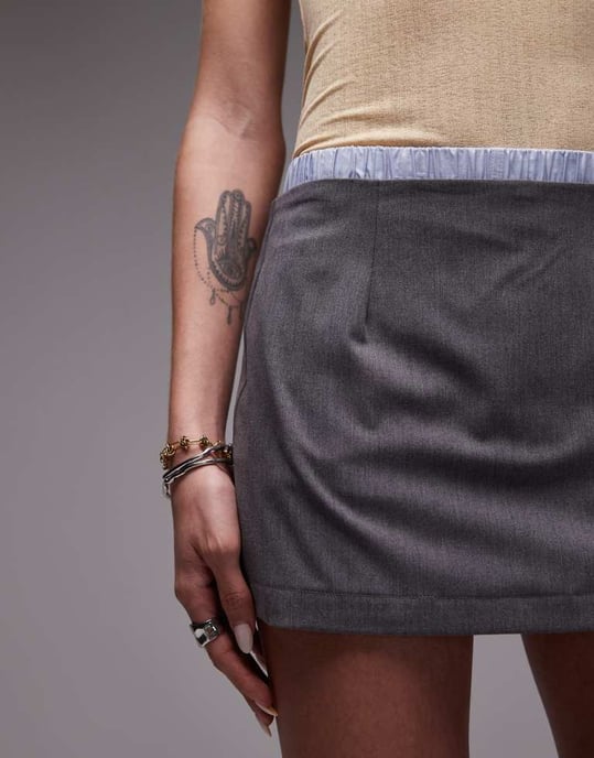 ASOS DESIGN mikro mini skorts i grå melerat - Image 3