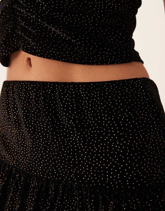 Miss Selfridge sammet guldprickad bubbelsluts mini kjol - Image 4