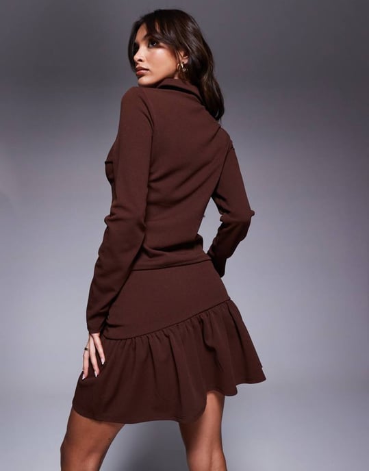 ASOS DESIGN co-ord mini skirt in brown - Image 2