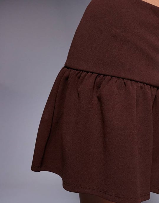 ASOS DESIGN co-ord mini skirt in brown - Image 3