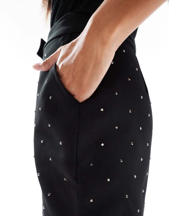 ASOS DESIGN Petite hotfix skräddarsydd minikjol i svart - Image 3