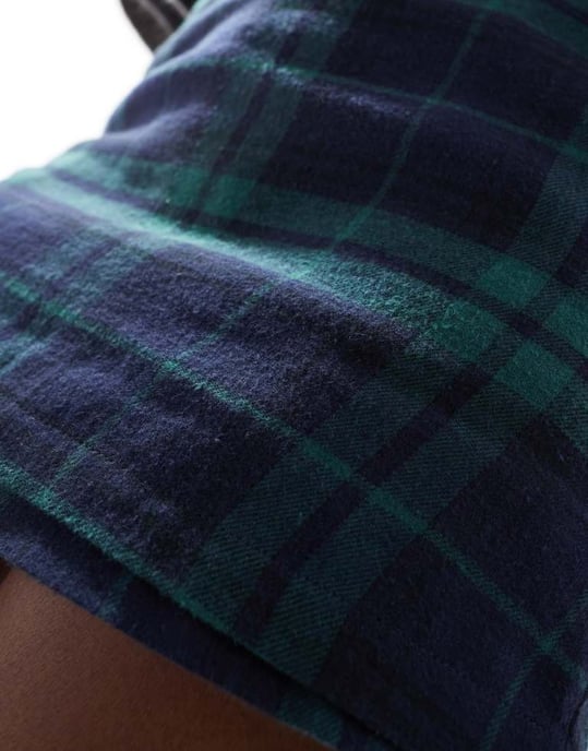 ASOS DESIGN rak fåll skort i blå och grön rutigt - Image 2