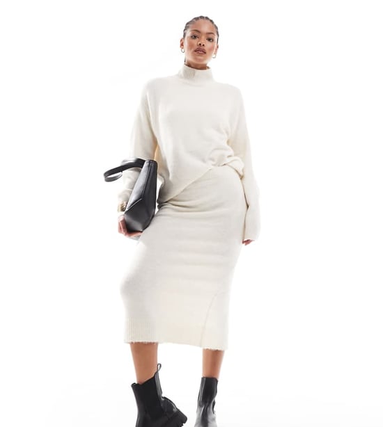Vero Moda Tall stickad midikjol i mono melange - Image 1