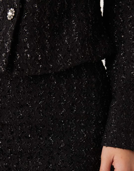 Vila glitterdetalj mini kjolset i svart - Image 3