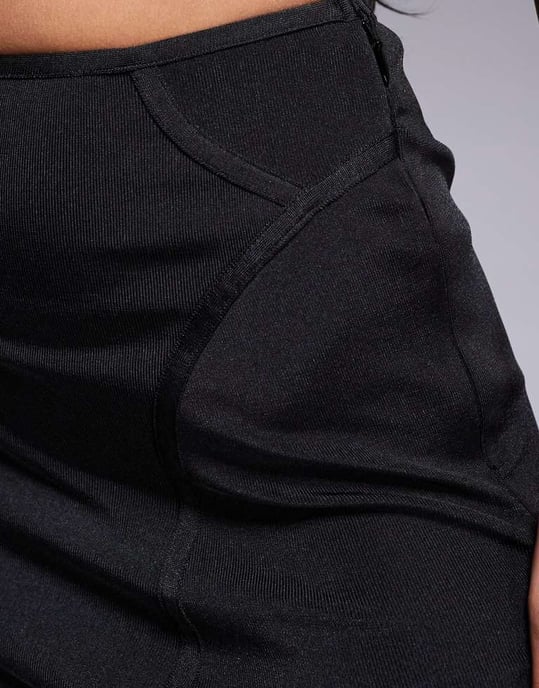 ASOS DESIGN co-ord bandage midi kjol med sömmar i svart - Image 3